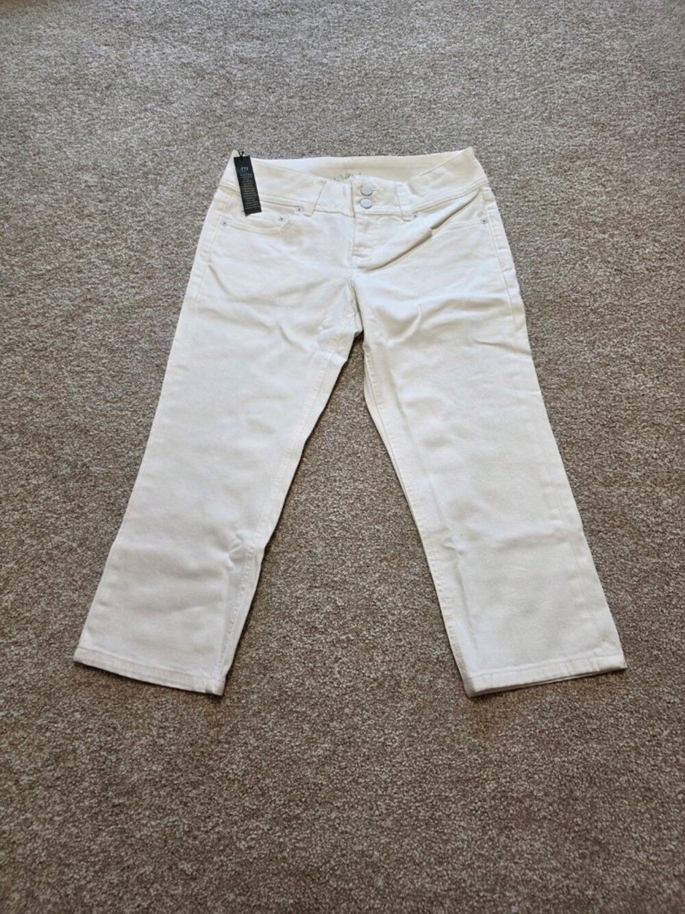 London Jean Women’s White Cropped Denim High Rise Jeans Size 4